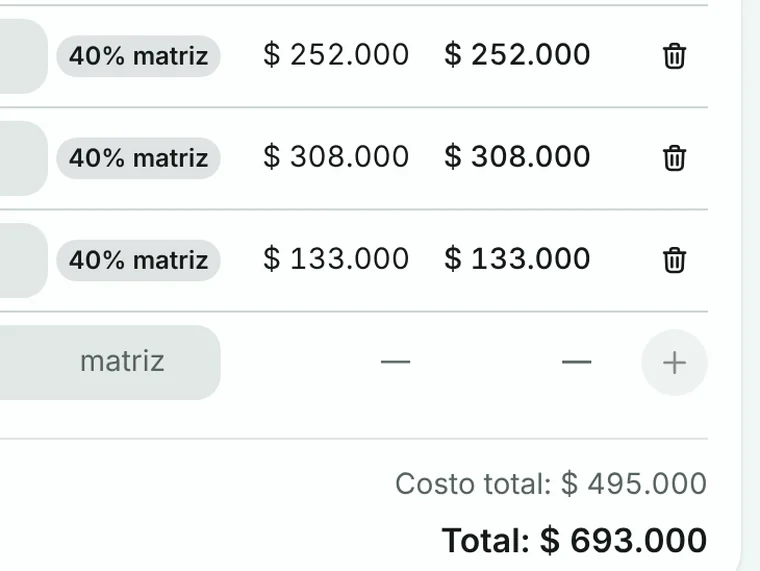 عرض سعر: هامش لكل بند